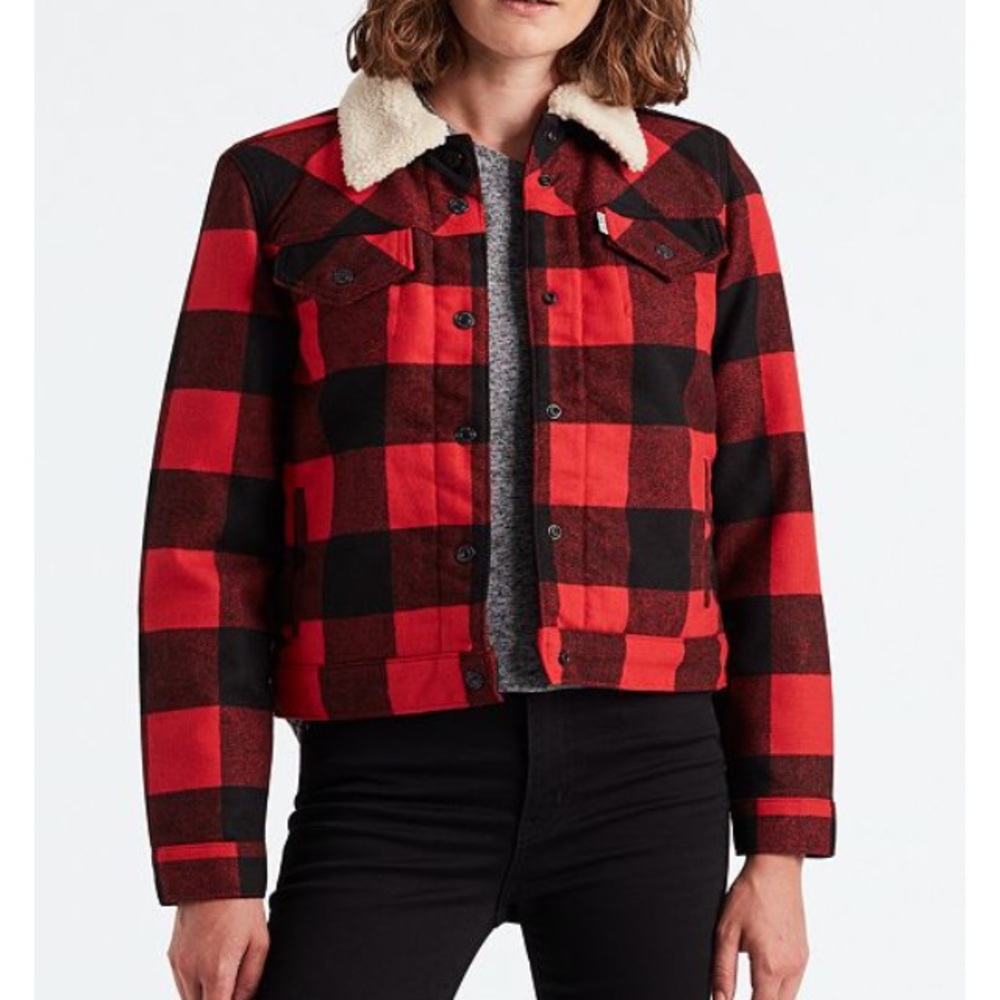 Levi’s Plaid Sherpa-Collar Jacket NWT Size Small